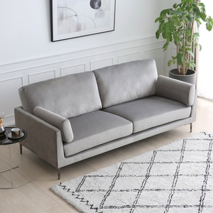 أرائك أريكة بغرفة المعيشة باللون الرمادي الفضي الخفيف المتوسط من القماش الرمادي الفضي - Product Image 2