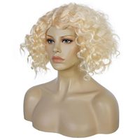 Bonnet de cheveux + Perruque blonde bouclée pour femme 613 courte, idéale pour cosplay, fête d'Halloween, costume adulte, fabriqué en Chine