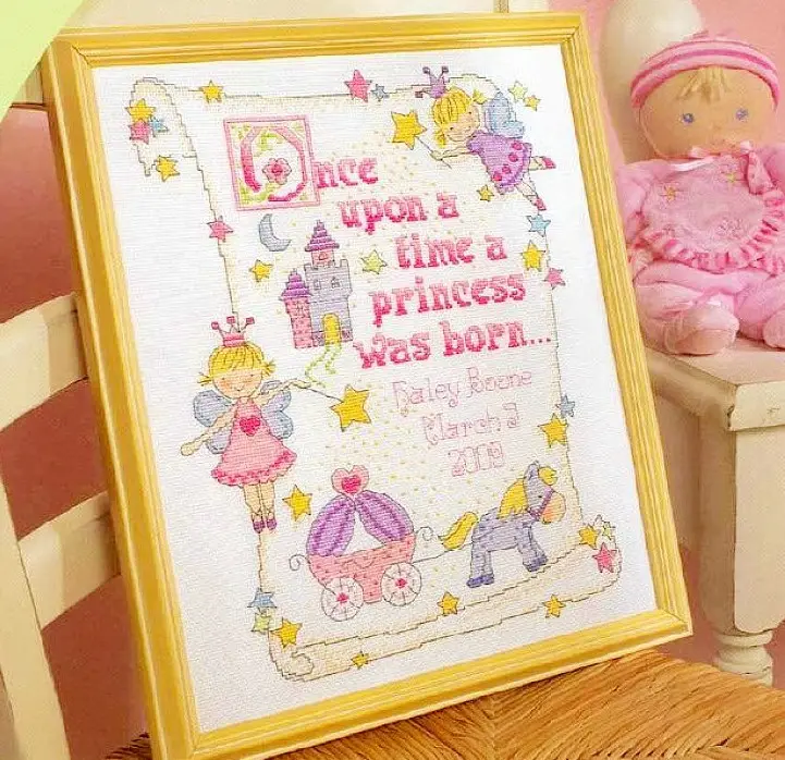 Borduur DIY DMC kruissteek Sets Voor borduurpakketten Baby prinses geboorte document fabriek directe verkoop cartoon