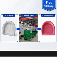 Bac en plastique rose en forme de U, à fond plat, rebord arrondi surélevé, côtés ouverts, polyvalent, pour usage médical, spa, utilitaire, moulé par injection, OEM