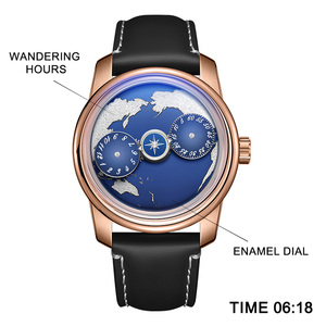 Reloj Mecánico Automático con Esfera Giratoria de 42mm, Caja en Oro Rosa, Correa de Cuero para Hombre, Venta al Por Mayor, SM1071 (1 Pieza) - Product Image 2