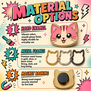 Aimant de réfrigérateur personnalisé en émail, chaton Kawaii, chat noir, chat <span class=keywords><strong>tigré</strong></span>, chat moucheté, en émail dur, métal doré, cadeau mignon pour maman chat - Product Image 6