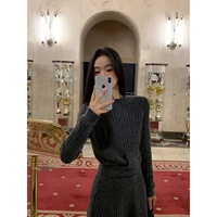 Ensemble haut en tricot décontracté et jupe trapèze pour femme, style Lolita, anti-plis, pour printemps/automne