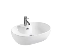 Céramique Sanitaire Art Bassin Comptoir Ovale Solide Céramique Salle De Bains Bassin Lavabo Premium Vanité Lavabo