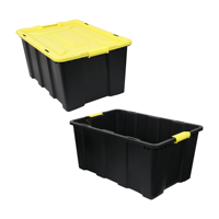 JOIN Réservoir d'eau à couvercle jaune 100L 755x510x365mm Récipient en plastique de grande capacité Réservoir d'eau industriel