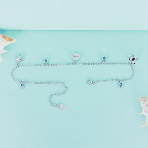 925 स्टर्लिंग चांदी पायल गर्मियों महासागर पायल दूधिया पत्थर पायल महिलाओं के लिए - Product Image 2