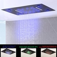 Système de douche encastré complet avec pommeau de douche carré thermostatique à affichage numérique LED mural en cuivre massif