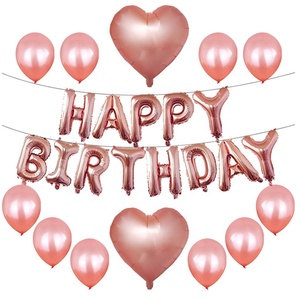 Happy Birthday Theme Rose Gold Foil <b>Balloon</b> <b>Decorations</b> Set Girl Birthday Party Supply Set Party <b>Decoration</b> Event Ballons Set - Product Image 1