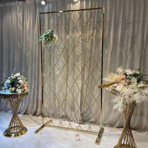 Accessoires de mariage : Mur de fond rond en maille de fer, Arche décorative en forme de pièce de monnaie, Pièces de décoration de fond, Arche de mariage ronde dorée - Product Image 4