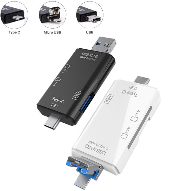 6 in 1 Type C Micro USB 2.0 to SD TF Reading Card High Speed Type-C Memory Card Reader With USB OTG Adapter for Mobilephone Pc