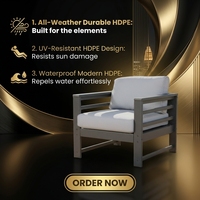 Fauteuil d'extérieur en HDPE écologique, sans entretien, pour piscine et balcon, ensemble de canapé de patio, mobilier de jardin moderne