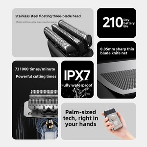 Rasoirs à lames oscillantes pour hommes, mini rasoir électrique de voyage rechargeable, machine à raser le visage et la barbe, étanche IPX7, écran LED - Product Image 5
