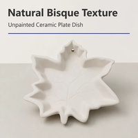Assiette en céramique en forme de feuille non peinte