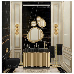 <span class=keywords><strong>Meuble</strong></span> de salle de bain design italien personnalisé <span class=keywords><strong>avec</strong></span> évier en acier inoxydable plateau en marbre <span class=keywords><strong>noir</strong></span> lavabo de petite taille - Product Image 1