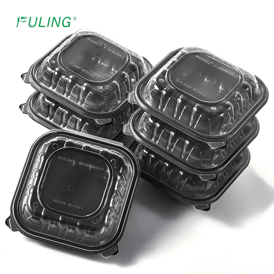 FULING To Go Containers Custom Shrink Wrap 8 Inch Meal Prep Container Plastic Hinged Clamshell Take Out Containers