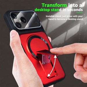 High quality Armor Strip stand Magnetic Mobile phone case for <b>iPhone</b> 17 Air 16 15 <b>14</b> Pro Max <b>Camera</b> 360 protection cover back - Product Image 5