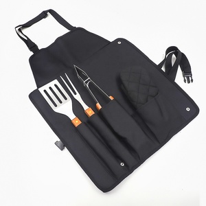 5Pieces Wooden Handle <strong>Apron</strong> for Charcoals Fir <strong>BBQ</strong> Grill Tool Set Barbecue Stainless Steel <strong>Bbq</strong> Set Accessories - Product Image 5