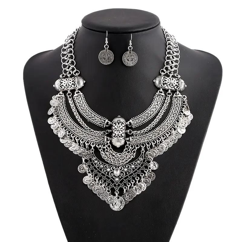 Factory directly Large Bib Necklace Party Statement Necklace jewelry set for women