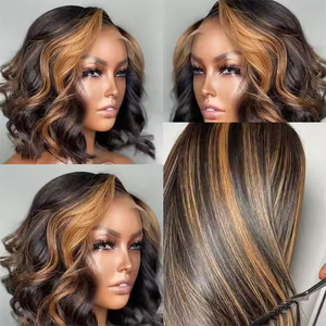 Evidenziare le <span class=keywords><strong>parrucche</strong></span> a caschetto stile Color colore brasiliano <span class=keywords><strong>capelli</strong></span> umani evidenziazione P4/30 # Glueless <span class=keywords><strong>parrucche</strong></span> a bob corte <span class=keywords><strong>capelli</strong></span> umani ondulati davanti in pizzo - Product Image 5