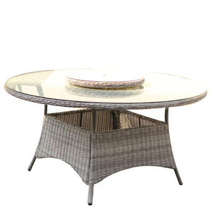 Mesa Redonda Moderna con Bandeja Giratoria, Muebles de Jardín de Ratán, Juego de Comedor para Exteriores - Product Image 3