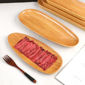 Assiette rectangulaire en mélamine imitation bois pour steak, barbecue, fondue, service de bœuf, usage hôtelier et événements - Product Image 4