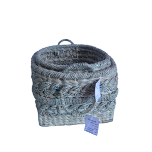 Juego de Cestas de Almacenamiento de Jacinto Hechas a Mano en Varios Tamaños, Cestas Tejidas Rústicas Estilo Granja para Exhibición en Tiendas y Empaque de Regalos - Product Image 1