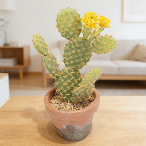 Cactus artificiel <span class=keywords><strong>en</strong></span> <span class=keywords><strong>pot</strong></span> avec fleurs jaunes pour la décoration de la maison et du bureau - Product Image 2