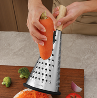 Râpe à fromage en acier inoxydable 3 faces avec manche en bois, éplucheur manuel de fruits et zester, outils de cuisine domestique G