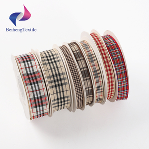 도매 럭셔리 체크무늬 와이어 엣지 38mm 체크 리본 - Product Image 1
