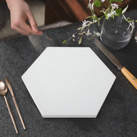 Plateau hexagonal en marbre blanc de luxe, écologique, en pierre naturelle, personnalisable, pour restaurant, plateau de service, design nordique