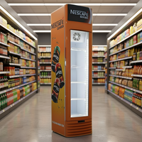 Congélateur vertical à porte vitrée - Vitrine réfrigérée commerciale 116L Classe d'efficacité énergétique pour glaces, boissons, supermarchés