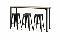 Table de bar industrielle avec plateau en bois massif et structure en métal, table de bistrot pour hôtel, restaurant, café, salle à manger |   Meubles Horeca sur mesure