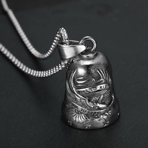 Pendentif cloche en acier inoxydable avec motif d'aigle, collier avec breloque cycliste, cadeau - Product Image 1