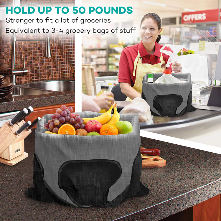 Wholesale custom foldable pocket tote bags printed polyester folding shopping grocery bag