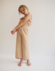 הגעה חדשה עם גינגהאם בנות טנק עליון ומכנסיים ארוכים 100% כותנה קלים ונשימה לקיץ - Product Image 2