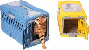 กล่องขนส่งสัตว์เลี้ยงพลาสติกแบบพับได้ ได้รับการรับรองจาก IATA สำหรับการขนส่งทางอากาศ รองรับน้ำหนักได้ 45 กก. พร้อมเต็นท์สำหรับสัตว์เลี้ยง - Product Image 3