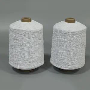 Directo de fábrica 90 # Hilo de látex Poliéster blanco Hilo cubierto sostenible Hilo de goma elástica Hilo hilado para tejer Calcetines