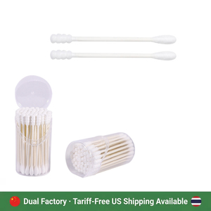 Approvisionnement flexible mondial Chine Thaïlande 50 pièces Cotons-tiges à pointe fine sur bâtonnet en papier avec boîte ronde - Product Image 1