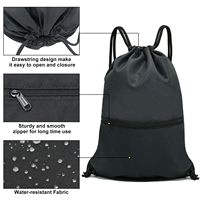Sac à dos à cordon en polyester 210D avec logo personnalisé, poche zippée, sac à cordon promotionnel imperméable pour le sport avec logo