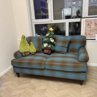 Chinesischer Landhausstil Dreisitzer Chesterfield-Sofa mit Umweltfreundlichem Schwamm, Langlebigem Holzrahmen und Jacquard-Stoff für Wohnzimmer, Apartment und Einkaufszentrum