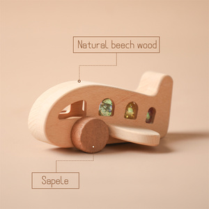 Giocattolo Educativo Montessori per Bambini, Aeroplano in <span class=keywords><strong>Legno</strong></span> Fatto a Mano Intelligente, Modello DIY per 2-4 Anni, Sonaglio per Neonati con Certificazione CPC CE - Product Image 2