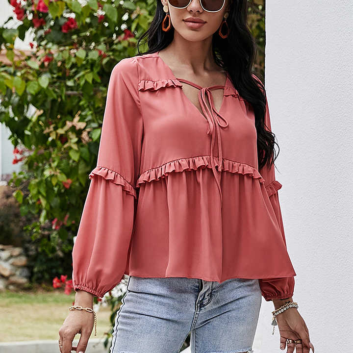 coral chiffon blouse