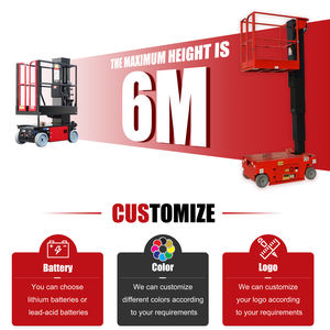 Elevadores de mástil Vertical autopropulsados portátiles móviles de 4m y 227Kg, mesa elevadora hidráulica, plataforma elevadora de un hombre para trabajo de altura interior - Product Image 2