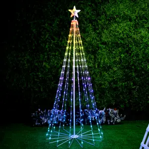 Christmas Tree Styling Ip44 RGB Holiday Lighting Led Top Star Lights 5V Ce Rohs 1.2M 1.5M 1.8M Outdoor Garden Tapered Tree