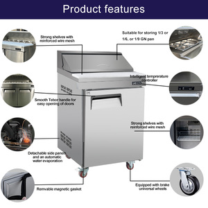 Table <span class=keywords><strong>de</strong></span> préparation réfrigérée commerciale, bar à salades et station à sandwichs à porte simple, refroidie par air, pour traiteur, café et cuisine - Product Image 6