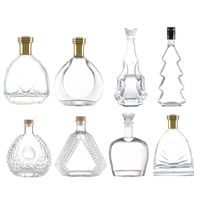 Bouteille en verre personnalisée en gros pour spiritueux, 100ml-1000ml, design plat, rond ou ovale, pour Whisky, Tequila, Vodka, Gin, Rhum