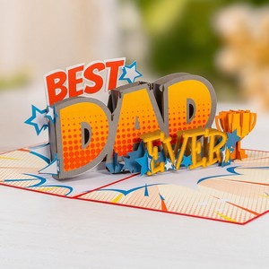 Best Dad Ever 3D Pop-Up Greeting Card Father's Day <b>Paper</b> Card With Stars And Comic Design - Product Image 2