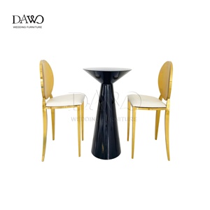 Table de bar ronde noire moderne de luxe, chaise haute pour les événements de mariage, les cocktails, les hôtels, les banquets, les centres commerciaux, les ateliers et les salons - Product Image 2