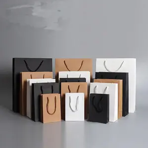 Personalizzato Stampato Il Vostro Proprio Logo Bianco Marrone Kraft Mestiere Del Regalo Shopping Bag Di Carta Con Maniglie