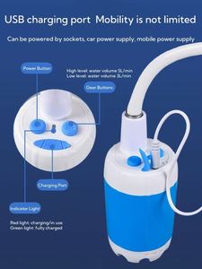 ฝักบัวอาบน้ำแบบพกพา ชาร์จไฟผ่าน USB สำหรับตั้งแคมป์ ปั๊ม 3.7V สายยาว 4.9 ฟุต สำหรับชายหาด ว่ายน้ำ กิจกรรมกลางแจ้ง เดินป่า - Product Image 4